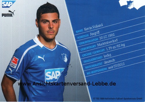 Carte Autographe Originale Kevin Volland DFB 2014 – Signée, état Correct