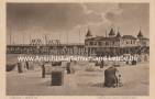 Ansichtskarte: Ahlbeck - Seebad Ahlbeck - Strand mit Seebr�cke - Insel Usedom - Kupfertiefdruck - Julius Simonsen Oldenburg - Heringsdorf - Landkreis Vorpommern-Greifswald  ...