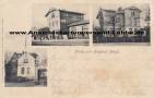 Ansichtskarte: Br�ck (Mark) Bahnhof mit G�terschuppen u. Gastst�tte - Beamtenwohnhaus - Bahnhofstra�e 61 - Bertha Lehmann nach Alt Rottstock Anna Bergau - Regierungsbezirk Potsdam - Kreis Zauch-Belzig - heute im Landkreis Potsdam-Mittelmark - Beelitz - Bad Belzig - Brandenburg  ...