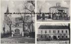 Ansichtskarte: Hartenau OS. - Oberglogau - Kirche - Schlo� Herrenhaus Latzel - Julius Skoda s Gasthaus - Gerichtskretscham u. Gr�ndungslokal der NSDAP des Kreises Neustadt OS. - 1938 nach Berlin-Neuk�lln Karl Barton - Twardawa Glogowek - Kreis Neustadt O.S. - Regierungsbezirk Oppeln - Oberschlesien  ...