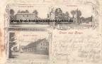 Ansichtskarte: Riege - Tessmers Gasthof - Dorfpartie - Kirche u. Schule - Lezenica - Gross Wittenberg - Szydlowo - Kleist - Wanke - Wirkus - Adolf Mottek - Schneidem�hl - 1905 nach Nordenburg - Kaliningrad - Deutsch Krone - Regierungsbezirk Grenzmark Posen-Westpreu�en - POMMERN  ...