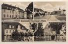 Ansichtskarte: Stavenhagen / Meckl. - Reuterstadt - Fr.-Reuter-Mittelschule - Rathaus u. Kirche - Rathaus u. Fritz-Reuter-Denkmal - Fritz-Reuter-Schule - Robert Lederbogen Karl-Marx-Stadt - 1957 - Kreis Malchin - heute Landkreis Mecklenburgische Seenplatte   ...